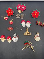 Lovely vintage holiday earrings & brooches