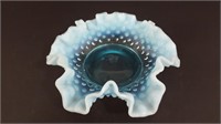 Vintage FENTON Hobnail Blue Opalescent Glass Bowl