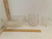 Pressed Glass Bowl, Vase & Cup