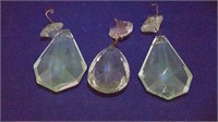 3 Vintage Cut & Faceted Crystal Chandelier Prisms