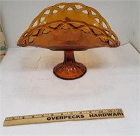 Amber Reticulated Console Bowl