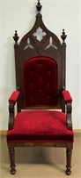 SUBSTANTIAL VICTORIAN GOTHIC THRONE CHAIR