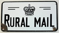 SCARCE EARLY 1900'S PORCELAIN RURAL MAIL SIGN