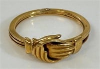 UNIQUE 850 MARKED EUROPEAN GOLD HAND IN HAND RING