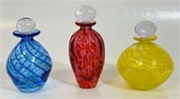 LOVELY JON SAWYER SIGNED ART GLASS PERFUME BOTTLES