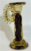 UNUSUAL SIGNED DEMAINE ART GLASS CANDLE STICK