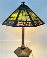 NICE BRADLEY & HUBBARD SLAG GLASS MISSION LAMP