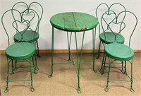 SWEET EARLY 1900'S ICE CREAM PARLOR TABLE & CHAIRS