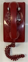 DESIRABLE VINTAGE WALL MOUNTED RED ROTARY PHONE
