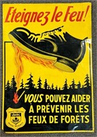 UNIQUE EARLY TIN NEW BRUNSWICK FOREST FIRE SIGN