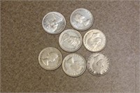 Lot of 7 Canadian Silver Quarters