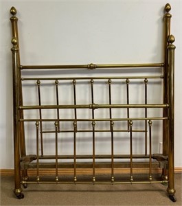 GREAT VINTAGE BRASS DOUBLE BED FRAME W RAILS
