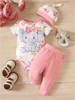 3pcs Baby Infant Girls Cute Elephant Set Size 3-6M