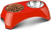 Flexzion Elevated Dog Bowl, Red