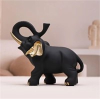 6'' Golden Black Elephant Resin Statue