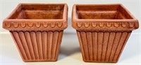 TWO QUALITY MODERN EMBOSSED CLAY PLANTERS