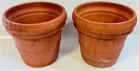 TWO QUALITY MODERN CLAY PLANTERS - NICE SHAPE