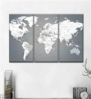 World Map Masterpiece III " 3 - Pcs Canvas