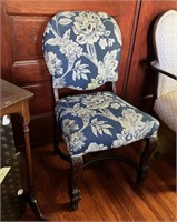 Blue Floral Side Chair   21" X 22" X 36"