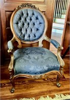 Victorian Tuft ed Chair Walnut French Scrolled