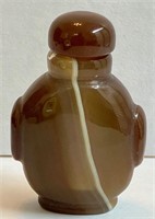 Carved Agate Snuff Opium Bottle