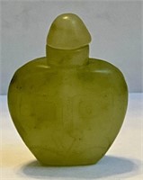 Jade Snuff Opium Bottle Etched