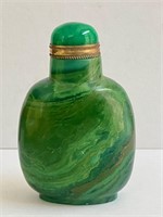 Green Stone Snuff Opium Bottle with Green Cap