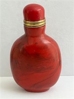 Red & Black Snuff Bottle Red Cap - not stone