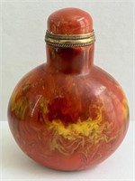 Heavy Glass? Snuff Opium Bottle Orange Ruby Molded