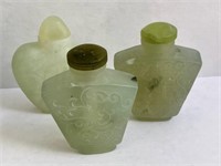 (3)  Small Jade Snuff Bottle Lot