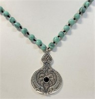 BEAUTIFUL STERLING & TURQUOISE NECKLACE