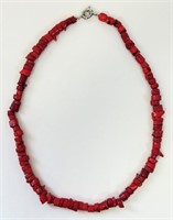 PRETTY CORAL NECKLACE WITH STERLING CLASP