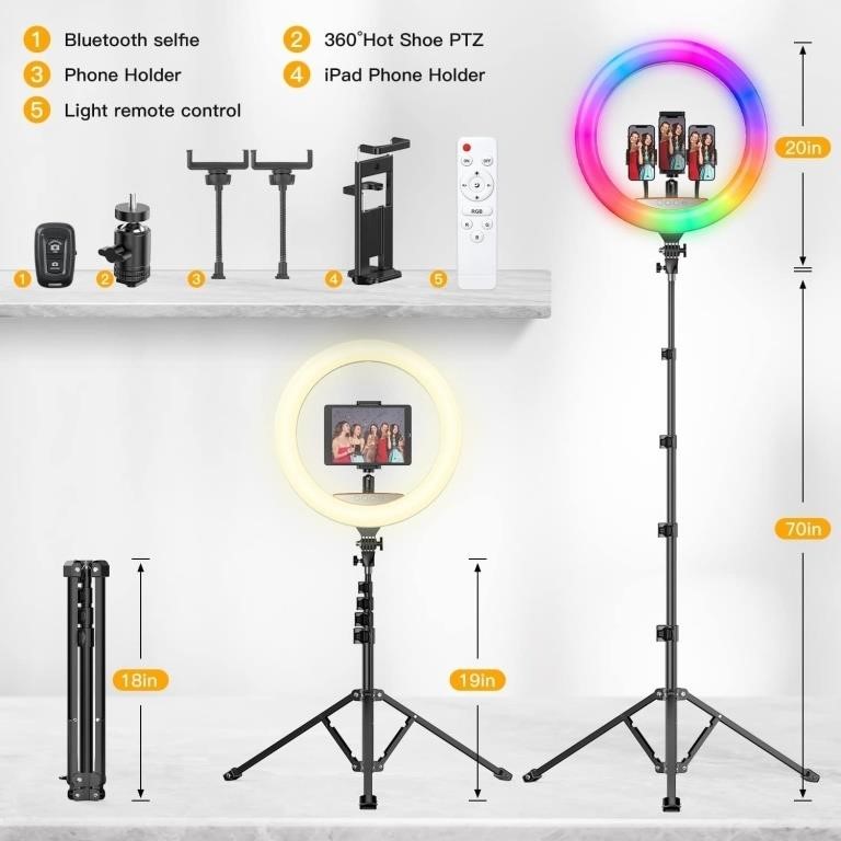 NEW $124 RGB Ring Light 18 inch with Tripod Stand