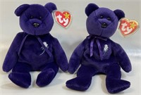 TWO 1997 BEANIE BABIE PRINCESS BEARS