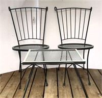 Pair of Metal Bistro Chairs & Side Table