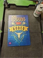 New Tin Coors Banquet Beer Rodeo Sign