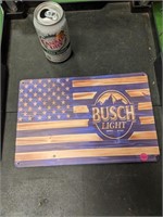 New Tin Busch Light Flag Sign