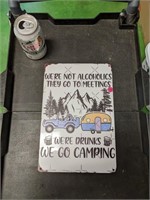 New Tin Camping Drunks Sign