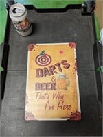 New Tin Darts & Beer Sign