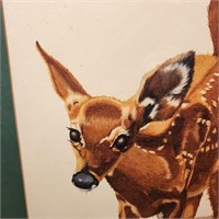 Magnificent 1975 Gene Gray Signed Fawns Art