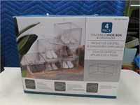 New 4pk Stackable Shoe Organizer Boxes SET