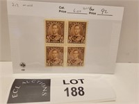 CANADA BLOCK 2 CENT 1945 KING GEORGE STAMPS MINT
