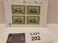 CANADA BLOCK 13 CENT ARMY TANK STAMPS MINT