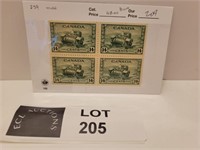 CANADA BLOCK 14 CENT ARMY TANK STAMPS MINT