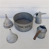 Galvanized Funnels - Oil Cans - Screen Sifter