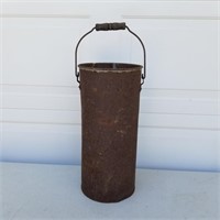 Tall Rusty Wood Bail Handle Bucket