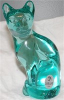 Fenton Aquamarine Glass Cat