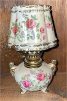 Vintage Miniature Porcelain Roses Oil Lamp
