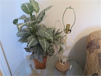 Faux Plant and Metal Lamp w/o shade