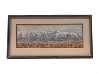 Framed Watercolor of Mountain Range by D Stouffer